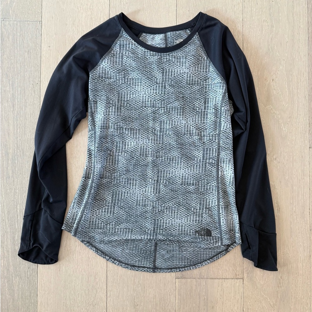 The North Face Black and Gray Long Sleeve Top